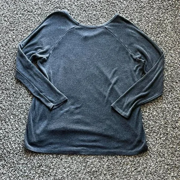 Brandy Melville Top Womens One Size/Medium Gray Long Sleeve Cotton Blend Blouse - Picture 4 of 8